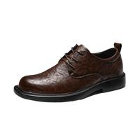 Party Formal Shoes for Men Genuine Leather Lace-up Breathable Non Slip Anti-Slip Rubber Sole Block Heel Low Top(Brown,41 EU)