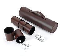 Party Games - Set di dadi in pelle, 5 coppe di dadi in pelle nera + 25 dadi