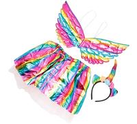 Party Girls Tulle Skirt Unicorn Headband Wing Set Princess Style Garza Dress