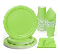 PARTY GO 96 Pezzi Stoviglie per Feste Per 24 Ospiti Con Piatto Usa e Getta di Carta Party Tazze Tovaglioli, Piatti Carta per Compleanno, Nuziale Doccia, Fidanzamento, Matrimonio, Verde