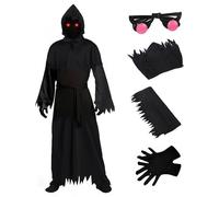 PARTY GO Costumi Halloween Uomo Costume da uomo nero da Morte, comprensivo di mantello, cappuccio e cintura,Adatto Per Altezze Comprese Tra 160 E 175cm