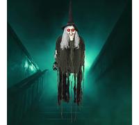 PARTY GO Decorazioni Halloween La Strega Fantasma Appesa con Occhio Rosso, Attivato dalla Voce Addobbi Casa Decorazioni Esterno Horror Giardino