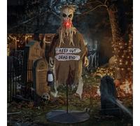 PARTY GO Decorazioni Halloween Spaventapasseri Fantasma con Bocca Risplende, in Testa Sporge e Urlare, Adatte per Feste di Halloween, Case Stregate, Prati E Giardini All'Aperto