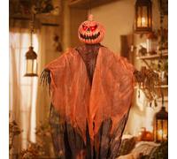 PARTY GO Natale Horror 2025 Decorazioni Halloween Zucca Fantasma Halloween da Appendere con Occhio Rosso e Urlare, Attivato dalla Voce Addobbi Casa Decorazioni Esterno Horror Giardino
