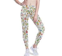 Party Icon, pantaloni bianchi da yoga per il sesso, da donna, leggings da corsa, Multicolore, XS