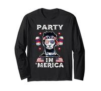 Party in Merica Drinking Lincoln Abraham 4th of July Maglia a Manica