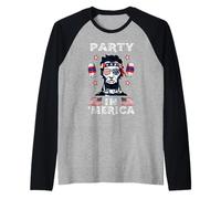 Party in Merica Drinking Lincoln Abraham 4th of July Maglia con Maniche Raglan
