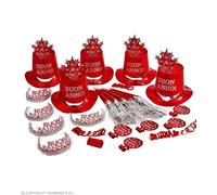 Party kit buon anno rosso cappellini cotillon capodanno