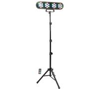 Party Light & Sound - FUNLED - Spettacolo di luci con 4 effetti su stativo telescopico - 4 PAR di 7 LED da 1 W ciascuno - Telecomando - Effetto strobo - Stativo incluso con altezza regolabile