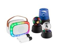 Party Light & Sound - Pacchetto Karaoke Altoparlante Bambino Bluetooth USB Party KARAKID20 2 microfoni senza fili - 3 Mini Effetti Luce LED Festa Compleanno