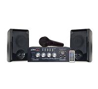 Party Light & Sound - PARTY-KA100 - Kit karaoke con 1 amplificatore (2x50w), 1 microfono e 2 altoparlanti (2x50W) - USB, Bluetooth e SD - Nero