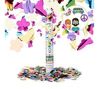 Party Popper Relaxdays multicolore con farfalle, fiori | Cannone spara coriandoli per feste a tema, lanciatore per feste da 40 cm