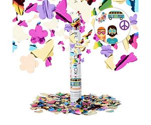 Party Popper Relaxdays multicolore con farfalle, fiori | Cannone spara coriandoli per feste a tema, lanciatore per feste da 40 cm