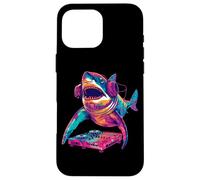 Party Shark Disco DJ con grafica giradischi per cuffie Custodia per iPhone 16 Pro Max