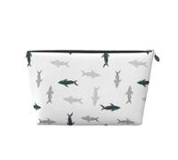 Party Shark No.1005 - Borsa per trucchi da viaggio, trousse da viaggio per cosmetici, borsa per il trucco da donna, organizer per trucchi in pelle, graziosa custodia per il trucco, Argento, Taglia