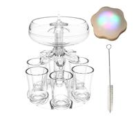Party Shot Dispenser Riutilizzabile Acrilico 6 Vetro Bevande Server | Dispenser di bevande per feste, bar familiari, karaoke, pic-nic, la seconda generazione di fotoelettrico + spazzola