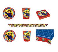 Party Store web by casa dolce casa Sam Il Pompiere Coordinato ADDOBBI TAVOLA Festa Sam - Kit n°1 CDC-(8 Piatti da 23 CM,8 Bicchieri,20 TOVAGLIOLI,1 TOVAGLIA,1 Ghirlanda)