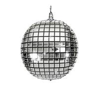 PARTY TIME,EA10306, Palloncino in Alluminio a Palla a Specchio x2, Decorazione per Feste ed Eventi, Argento Nero, Facile da Pulire, Formato Pratico 55x55x55 cm, Portate Il Disco alle vostre Feste!