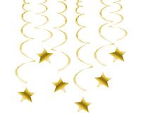 PARTY TIME HF0010ZLO-0196 - Stelle di Carta con Stelle Dorate, 6 Pezzi