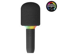 PARTY TIME, HT0133 Illuminated Karaoke Microphone Speaker, Sound, Spectacular Lighting Effects, Microphone Included, Versatile Connectivity, Black, Bright
