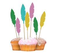 PARTY TIME KK2755 - Piume Decorative per Torte, 8 Pezzi, Multicolore