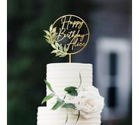 Party to Be Cake Topper Compleanno Personalizzato con Nome Decorazioni Torta Compleanno Happy Birthday in Acrilico o Legno (Style 01)
