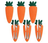 Party Utensil Holder - 6 Piece Reusable Carrot Shaped Organizer, Decorative Silverware Storage Tray Keeps Forks Spoons Cutters Flatware Neatly Arranged, Design Adds Fun Seasonal Touch For Tabl