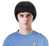 PARTY ZONE - Parrucca da cosplay di Rufy nera corta da uomo anni '80 parrucche anime in capelli sintetici con taglio a ciotola e fungo, M