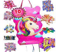 PARTY4EVER - Pignatta per compleanno per bambini, confezione da 70 caramelle senza glutine e giocattoli, pignata per compleanno, piñata per bambini, con imbottitura