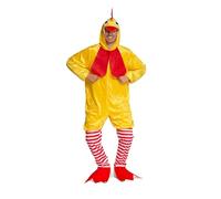 Partychimp costume da pollo per adulti set 3 pezzi onesie pantaloni e copriscarpe Funky Chicken costume animale per uomo e donna addio al celibato carnevale (M/L)
