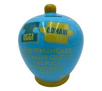 Partycolarità Salvadanaio in ceramica decorativo - Idea regalo Salvadanaio alto 20 centimetri (Non Rimandare a Domani Quello Che Puoi Risparmiare Oggi)