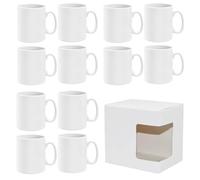 Partycolarità | Set da 12 Tazze Bianche in Polimero per Sublimazione | 325 ml | da Personalizzare per Feste e Regali | per Caffè, Tè, Tisana, Colazione