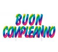 PartyCube Candela scritta Buon compleanno (8cm), multicolor, 24145