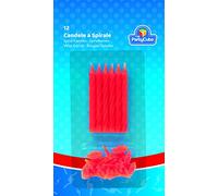 PartyCube- Set 12 candeline con supporto, rosso