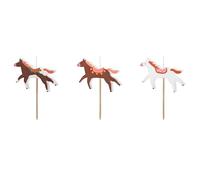Candele di compleanno con cavalli, 5,8 x 4 cm, set da 3 pezzi, per compleanno dei bambini, candele di cera per torte e decorazioni per torte, decorazione di compleanno e feste, colore bianco e marrone