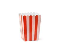 PartyDeco - 6 scatole Pop-Corn a righe 11 x 15,5 cm, colore: Rosso Rosa