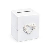 PartyDeco bomboniera con cuore di rosa, 24 x 24 x 24 cm, scatola regalo, scatola per denaro, scatola per carte di credito, per ricevimenti di nozze, compleanni, addio al nubilato o baby shower,