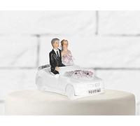 PartyDeco- Cake Topper Sposi in Macchina, Colore Bianco e enro, PF25