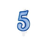 PartyDeco Candelina Numero 5 Azzurro
