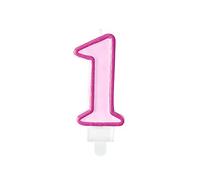 PartyDeco Candela compleanno ROSA numero 1 UNO da 7 cm