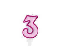 Partydeco Candela Numero 3, Rosa