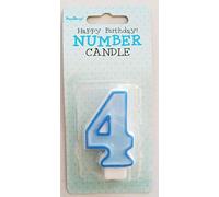 PartyDeco Candela Numero 4, Azzurro