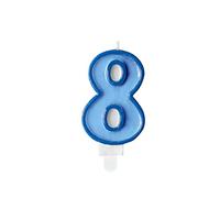 Partydeco Candela Numero 8, Azzurro