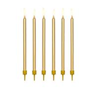 PartyDeco Candele Candeline Torta, Oro, 12,5 cm, 12 unità