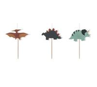 PartyDeco Candele di compleanno a forma di dinosauro, 3 cm, 3 pezzi.