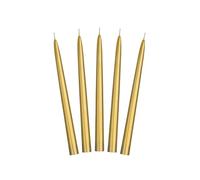 PartyDeco - Candele lunghe, affusolate verso l’alto, set di candele decorative da tavolo per matrimoni, compleanni, feste, Natale, colore oro