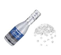 PartyDeco Cannone per coriandoli a forma di bottiglia di champagne, argento, 20,5 cm
