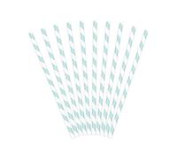 PartyDeco Cannucce di carta blu chiaro con strisce diagonali bianche, cannucce decorative per bevande, cocktail, decorazione per compleanni, feste, Capodanno, serata al nubilato, stoviglie usa e getta