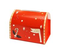 PartyDeco Cassetta delle lettere natalizia, 22 x 13 x 14 cm, set con carta da lettere e buste, per Babbo Natale, dimensioni 14 x 22 x 13 cm, lettere e buste incluse