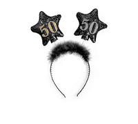 PartyDeco, Cerchietto Antenne con Numero 50, Nero/Oro